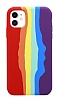 iPhone 11 Rainbow Lansman Krmz Silikon Klf