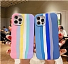 iPhone 12 Pro 6.1 in Rainbow Lansman Beyaz-Yeil Silikon Klf - Resim: 2