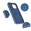 iPhone 12 / 12 Pro 6.1 in Silksafe Wireless arj Destekli Mavi Klf - Resim 3