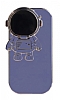 iPhone 12 Astronot Kamera Korumal Standl Mavi Silikon Klf