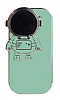 iPhone 12 Astronot Kamera Korumal Standl Yeil Silikon Klf