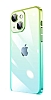 iPhone 12 Geili Kamera Korumal Mavi-Yeil Silikon Klf