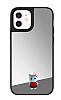 iPhone 12 Kedi Figrl Aynal Silver Rubber Klf