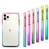iPhone 12 Mini 5.4 in Rainbow Bumper ereve Mavi-Pembe Silikon Klf - Resim 2