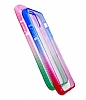 iPhone 12 Mini 5.4 in Rainbow Bumper ereve Mavi-Pembe Silikon Klf - Resim: 1
