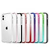 iPhone 12 Mini 5.4 in Rainbow Bumper ereve Mavi-Pembe Silikon Klf - Resim: 3