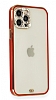 iPhone 12 Pro Max 6.7 in Tal Kamera Korumal Krmz Silikon Klf - Resim: 1