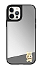 iPhone 12 Pro Max Papyonlu Tavan Figrl Aynal Silver Rubber Klf