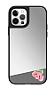 iPhone 12 Pro Max Pembe Bulut Figrl Aynal Silver Rubber Klf