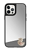 iPhone 12 Pro Max Pembe rdek Figrl Aynal Silver Rubber Klf