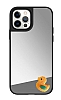 iPhone 12 Pro Max Sar rdek Figrl Aynal Silver Rubber Klf