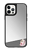 iPhone 12 Pro Max Sevimli Tavan Figrl Aynal Silver Rubber Klf