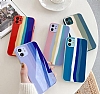 iPhone 11 Pro Max Rainbow Glass Mavi Silikon Klf - Resim: 1