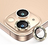 iPhone 14 Crystal Gold Taşlı Kamera Lensi Koruyucu