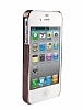 Eiroo iPhone 4 / 4S Baklava Desenli Kahverengi Sert Parlak Rubber Klf - Resim: 1