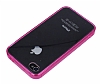 iPhone 4 / 4S Silikon Kenarl Ultra nce Kristal Koyu Pembe Klf - Resim: 3