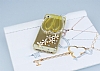 iPhone SE / 5 / 5S Tal Tavan Standl effaf Gold Silikon Klf - Resim 2