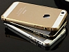 iPhone SE / 5 / 5S Gold izgili Metal Round Bumper Silver Klf - Resim 4