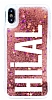 iPhone X / XS Kiiye zel Simli Sulu Rose Gold Rubber Klf - Resim: 4