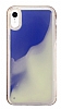iPhone XR Neon Kumlu Mavi Silikon Klf