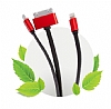 Joyroom Apple & Lightning & Micro USB Krmz Ksa arj Kablosu 138cm - Resim 2