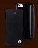 Joyroom iPhone SE / 5 / 5S Broadway nce Yan Kapakl Siyah Deri Klf - Resim: 1