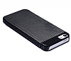 Baseus iPhone SE / 5 / 5S Pencereli nce Kapakl Siyah Deri Klf - Resim: 5