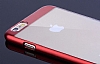 Joyroom iPhone 6 Plus / 6S Plus Krmz Metalik Kenarl effaf Rubber Klf - Resim: 7