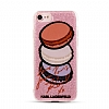 Karl Lagerfeld iPhone 7 / 8 Makaron Pembe Simli Silikon Klf - Resim: 3