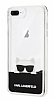 Karl Lagerfeld iPhone 7 Plus / 8 Plus Kedili Siyah Simli Silikon Klf - Resim: 1