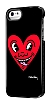 Keith Haring iPhone SE / 5 / 5S Red Heart Parlak Rubber Klf - Resim 4
