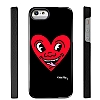 Keith Haring iPhone SE / 5 / 5S Red Heart Parlak Rubber Klf - Resim 3