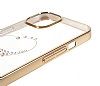 Kingxbar iPhone 13 Swarovski Tal Kalpli Kristal Gold Klf - Resim 3