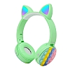 Led Işıklı Popit Kedi Kulak Kulaküstü Bluetooth Yeşil Kulaklık