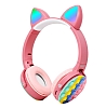 Led Işıklı Popit Kedi Kulak Kulaküstü Bluetooth Pembe Kulaklık