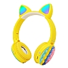 Led Işıklı Popit Kedi Kulak Kulaküstü Bluetooth Sarı Kulaklık