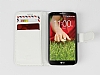 LG G2 Mini Czdanl Yan Kapakl Beyaz Deri Klf - Resim 3