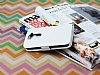 LG G2 Mini Czdanl Yan Kapakl Beyaz Deri Klf - Resim: 2