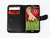LG G2 Mini Czdanl Yan Kapakl Siyah Deri Klf - Resim: 2