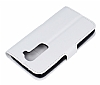 LG G2 Mini Standl Czdanl Beyaz Deri Klf - Resim: 3