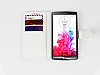 LG G3 Czdanl Yan Kapakl Beyaz Deri Klf - Resim 3