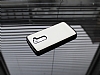 LG G2 Metalik Kenarl Beyaz Deri Klf - Resim: 2