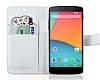 LG Google Nexus 5 Kalp Desenli Czdanl Yan Kapakl Klf - Resim 1