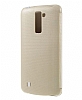 LG K10 Pencereli nce Yan Kapakl Gold Klf - Resim 2