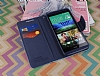 Mercury HTC Desire 816 Standl Czdanl Mavi Deri Klf - Resim 2