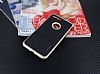 Motomo iPhone 7 Plus Gold Kenarl Siyah Silikon Klf - Resim: 1