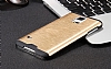 Motomo Round Samsung i9600 Galaxy S5 Metal Gold Rubber Klf - Resim: 3