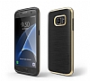 Motomo Samsung Galaxy S7 Edge Gold Kenarl Siyah Silikon Klf - Resim: 1