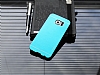 Motomo Samsung i9800 Galaxy S6 Metal Mavi Rubber Klf - Resim 1