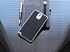 Motomo Samsung N9000 Galaxy Note 3 Silver Kenarl Siyah Silikon Klf - Resim 1